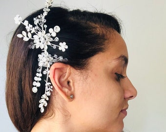 Silver Floral Rhinestone Crystal Art Deco Hair Comb Accessory Pins Wedding Bridal Party Bride Bridesmaids Hair Acceasories Gift Bobby Pins