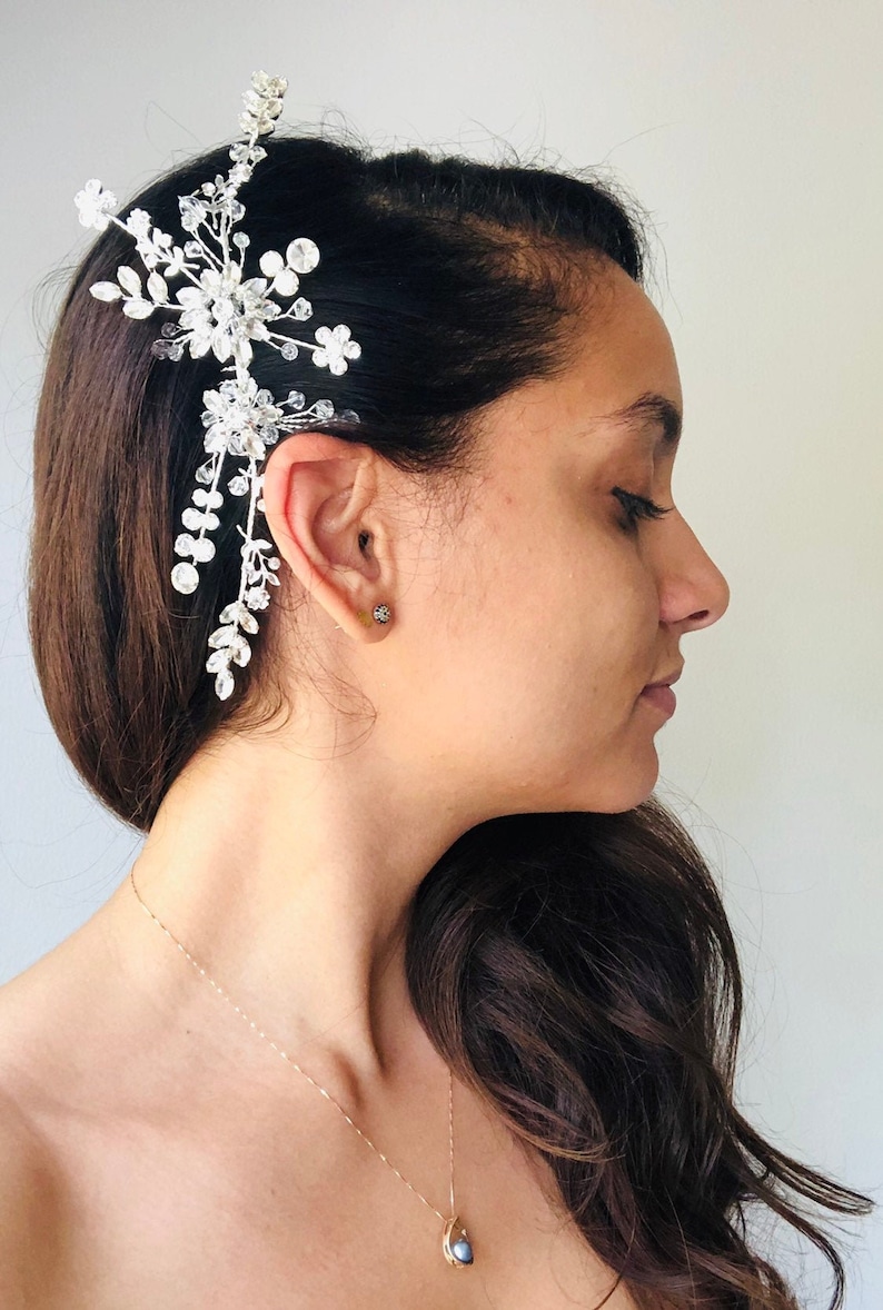 Silver Floral Rhinestone Crystal Art Deco Hair Comb Accessory Pins Wedding Bridal Party Bride Bridesmaids Hair Acceasories Gift Bobby Pins