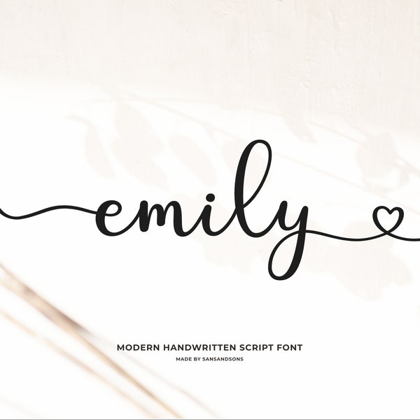 Emily - Lovely Font, Calligraphy font, Handwritten Font, Feminine Font, Cricut Font Script Font, Wedding font, Modern font, Canva Font