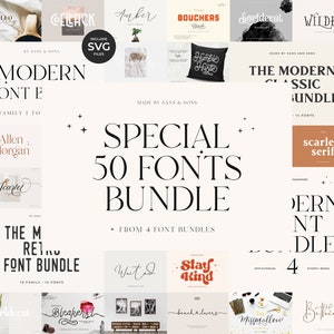 Special 50 Font Bundle Vol. 1 - Cricut Font, Procreate Font, Canva Font, Retro Font,Logo Font, Boho Font, Branding Font, Wedding Invitation