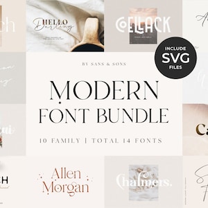 Modern Font Bundle - Cricut Fonts, Procreate Fonts, Canva Fonts, Branding Font, Handwritten Fonts, Farmhouse Fonts, Fonts for Crafting