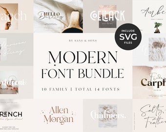 Modern Font Bundle - Cricut Fonts, Procreate Fonts, Canva Fonts, Branding Font, Handwritten Fonts, Farmhouse Fonts, Fonts for Crafting