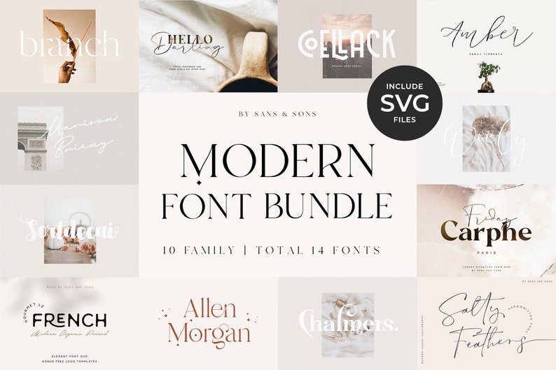 Modern Font Bundle - Cricut Fonts, Procreate Fonts, Canva Fonts, Branding Font, Handwritten Fonts, Farmhouse Fonts, Fonts for Crafting 