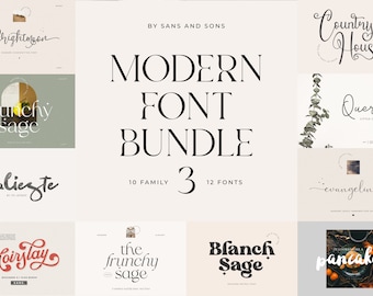 Modern Font Bundle Vol. 3 - Cricut Font, Procreate Font, Canva Font, Retro Font, Fashion Logo, Boho Font, Branding Font, Wedding Invitation
