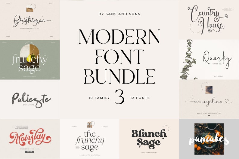 Modern Font Bundle Vol. 3 - Cricut Font, Procreate Font, Canva Font, Retro Font, Fashion Logo, Boho Font, Branding Font, Wedding Invitation 