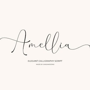 Amellia - Fuente manuscrita, fuente para bodas, fuente de escritura para firmas, fuente cursiva, fuente Cricut, fuentes para Cricut, fuente Procreate, fuente moderna