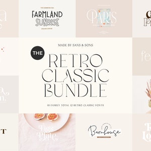 Zestaw czcionek Retro Classic — czcionki dla majsterkowiczów, czcionki Cricut, czcionki Procreate, czcionka Canva, czcionka Farmhouse, czcionka Logo, czcionka Boho, czcionka Groovy