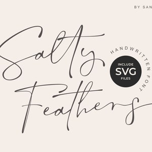 Salty Feathers - Hochzeitsschrift, Procreate Schriftart, Canva Schriftart, Logo Schriftart, Moderne Schriftart, Boho Schriftart, Signatur Schriftart, Skriptschrift, Elegante Schriftart