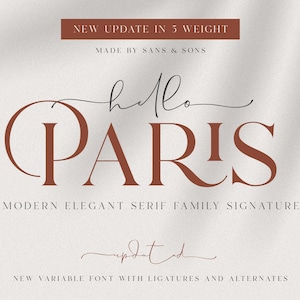 Hola París: Familia de fuentes modernas y elegantes, fuente Canva, fuente Cricut, fuente Silhouette, fuente para bodas, fuente para logotipos, fuente bohemia, fuente para marcas