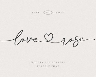 Love Rose - Heart Font, Calligraphy font, Handwritten font, Cricut Font, Wedding font, Modern font, Boho Font, Logo Font, Branding Font