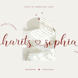 Harits Sophia - Fuente de invitación de boda, Fuente Corazón, Fuente Cricut, Fuente Logo, Fuente Boho, Fuente Canva, Fuente Procreate, Fuente de marca