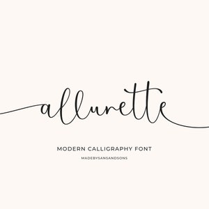 Allurette - Fuente caligráfica, fuente para bodas, fuente moderna, fuente de escritura, fuente Cricut, fuente cursiva, fuente Canva, fuente manuscrita, Procreate