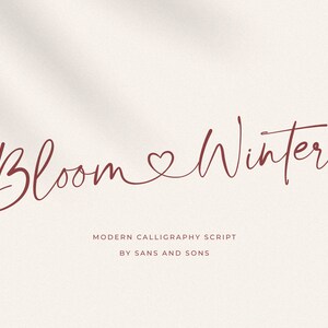 Bloom Winter: caligrafía moderna, fuente manuscrita, fuentes con forma de corazón, fuente para bodas, fuente cursiva, fuente Canva, fuente Cricut