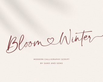 Bloom Winter - Modern Calligraphy, Handwritten Font, Heart Fonts, Wedding Font, Cursive Font, Canva Font, Cricut Font