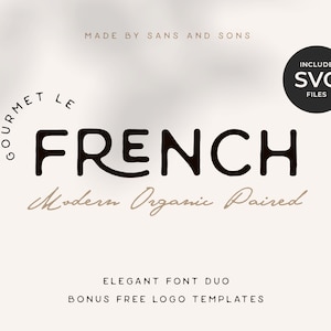 Le French - Dúo de fuentes modernas orgánicas, fuente de ligadura elegante, fuente de boda, fuente de logotipo, fuente moderna, fuente Boho, fuente de marca, fuente de firma