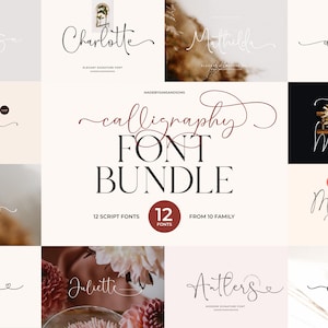 Paquete de fuentes caligráficas: fuente para bodas, fuente romántica, fuente encantadora, fuente swash, fuente Canva, fuente de invitación, fuente Script, fuente Cricut