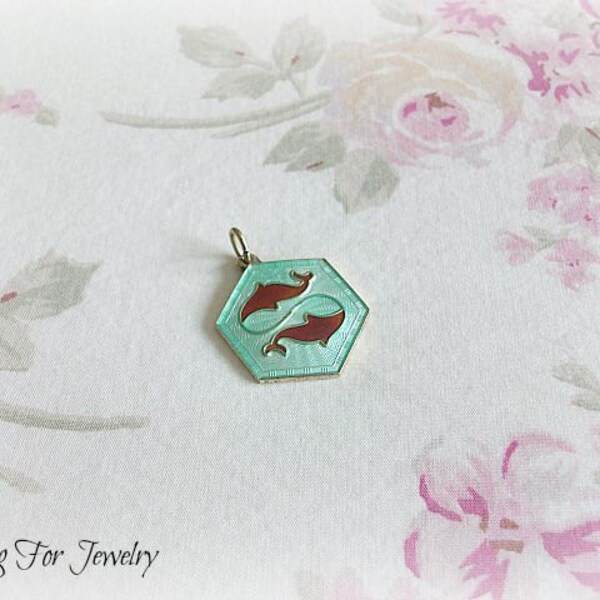 Vintage David Andersen Charm Pendant Enamel Starsign Pisces