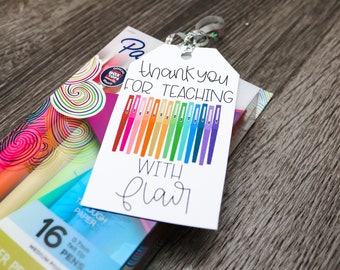 Thank you for teaching with flair | Teacher appreciation printable tags | Teacher Appreciation | Teacher Gifts | Teacher Gift Tags