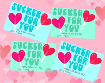 Sucker For You Valentine’s Cards | Valentines Day Cards | Classroom Cards | Classroom Valentines