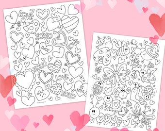 Valentines Day coloring (print + digital)| Valentines Activity | Valentines Coloring Sheets | Kids Worksheets