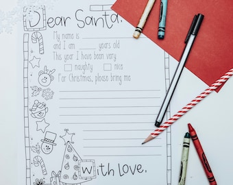 Letter to Santa coloring page| Christmas Activity | Winter Activity | Kids Activity | Kids Worksheets | Christmas Fun