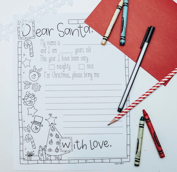 Letter to Santa coloring page| Christmas Activity | Winter Activity | Kids Activity | Kids Worksheets | Christmas Fun