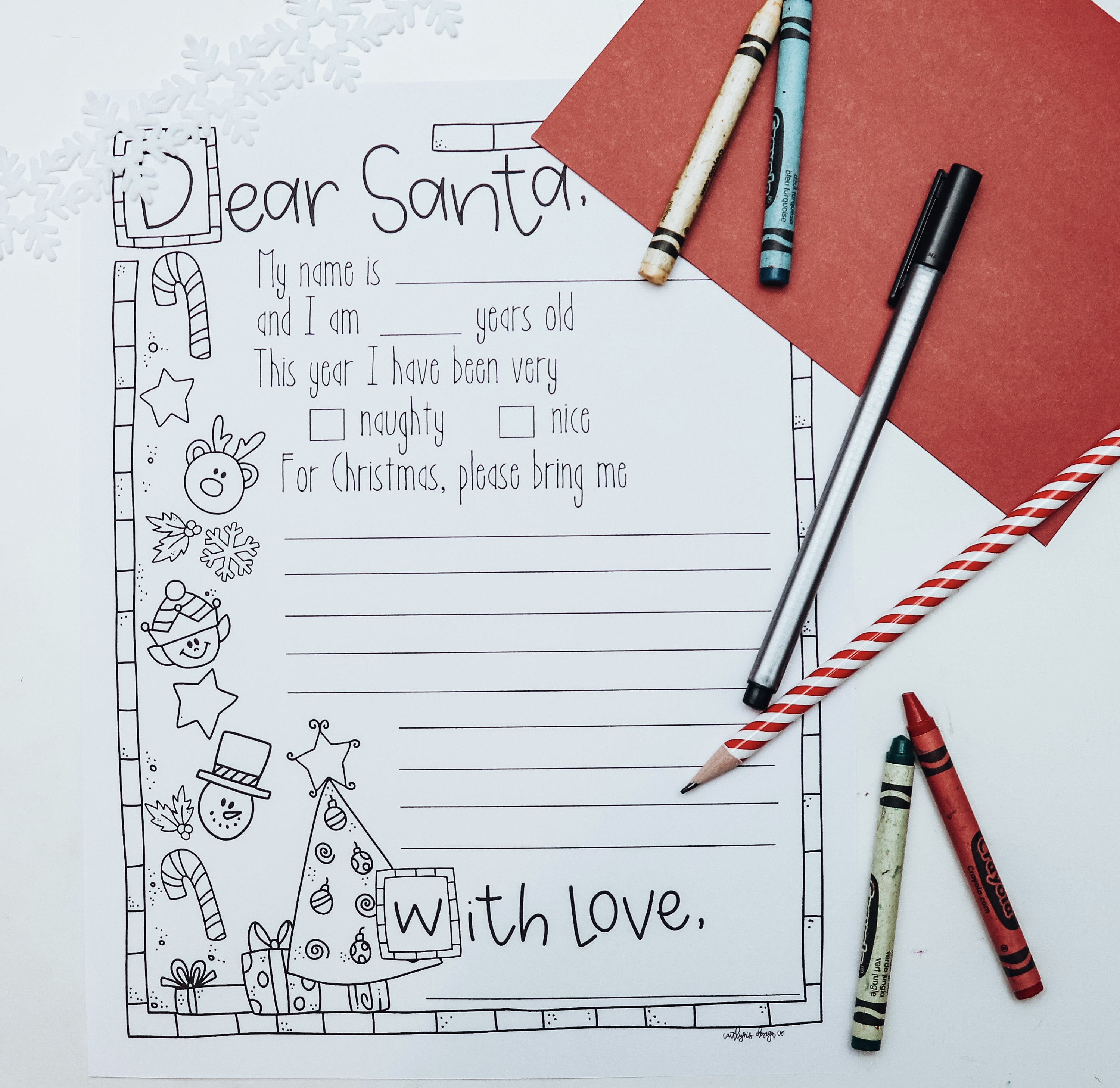 Letter to Santa coloring page Please read item description Etsy