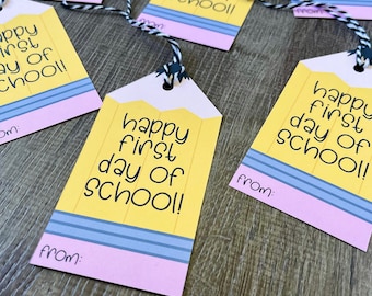 Happy first day pencil gift tag- back to school | Back to School Printable