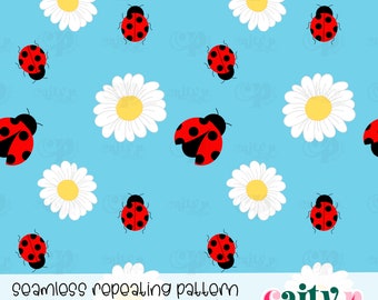 Ladybug Seamless Pattern | Digital Paper | Sublimation for Fabric | Spring Pattern