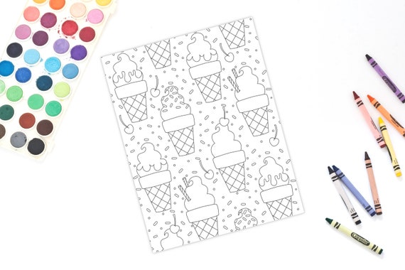 Ice Cream Coloring Page Please read item description for