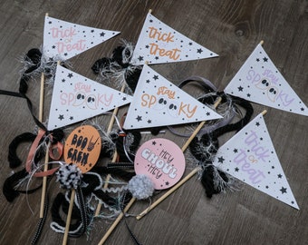 blijf griezelig en trick or treat-wimpels | Halloween-activiteit | Halloween-afdrukbaar