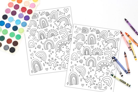Rainbow Coloring Page | Digital Coloring Pages | Coloring Pages | Coloring | Ipad Coloring | Binder Covers
