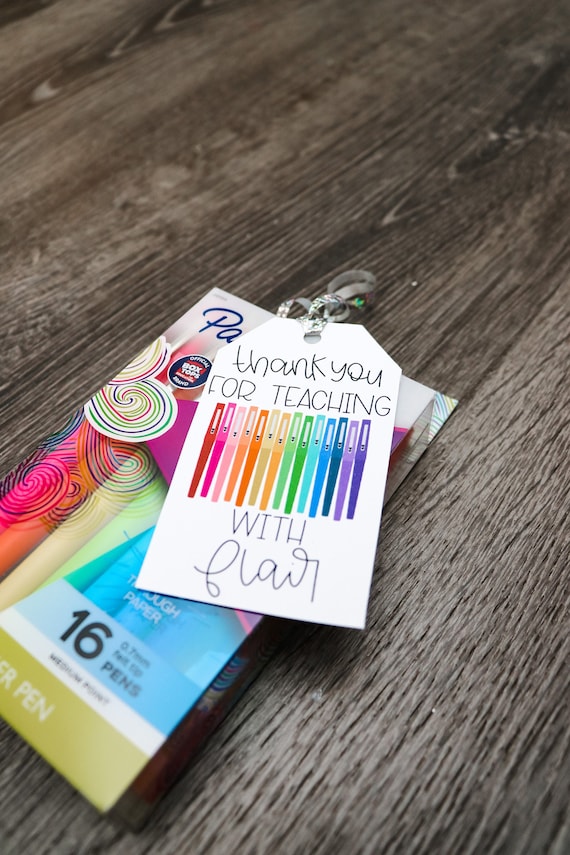 Thank you for teaching with flair | Teacher appreciation printable tags | Teacher Appreciation | Teacher Gifts | Teacher Gift Tags