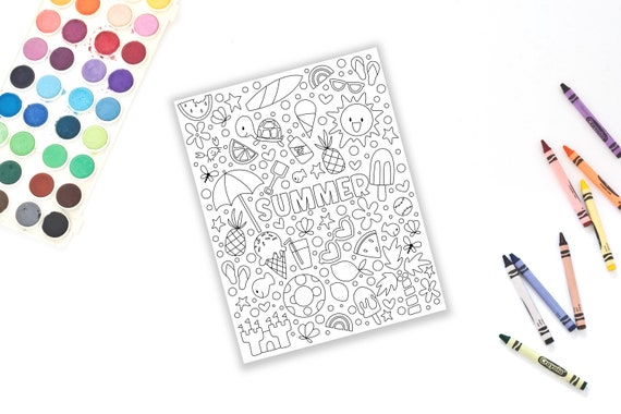 Summer Theme Coloring Page  Please read item description for