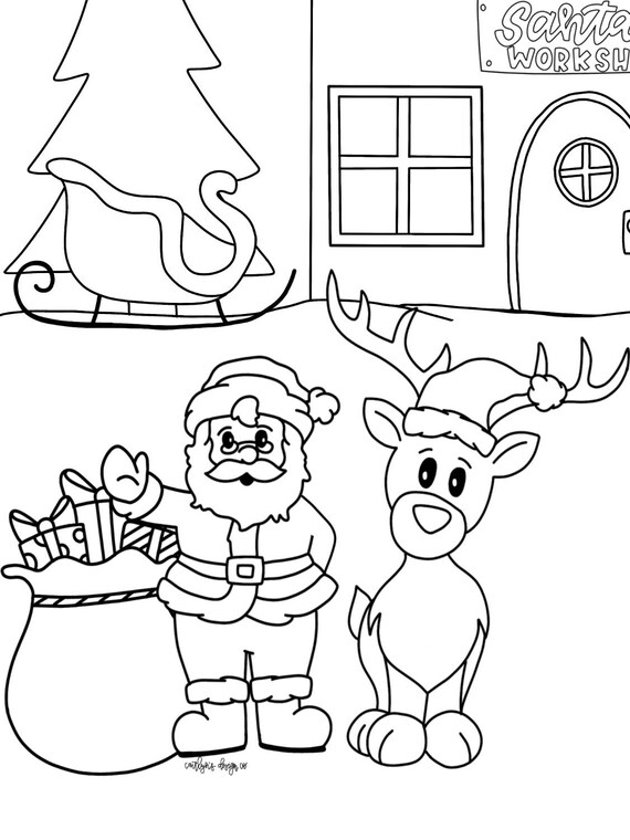 Christmas coloring book 11 pages | Etsy