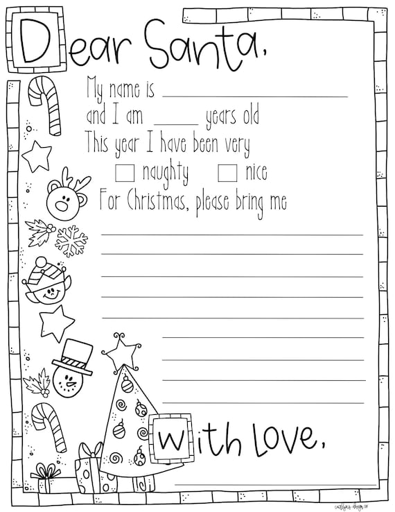 Download Letter to Santa coloring page | Etsy