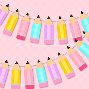 DIY pencil banner- teacher, school, classroom decor, pencils | Back to School Printable