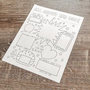 All about my dad | Fathers Day Card | Printable | Activity | Kids Activity