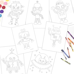 Robot Coloring Pages | Digital Coloring Pages | Coloring Pages | Coloring | Ipad Coloring | Binder Covers