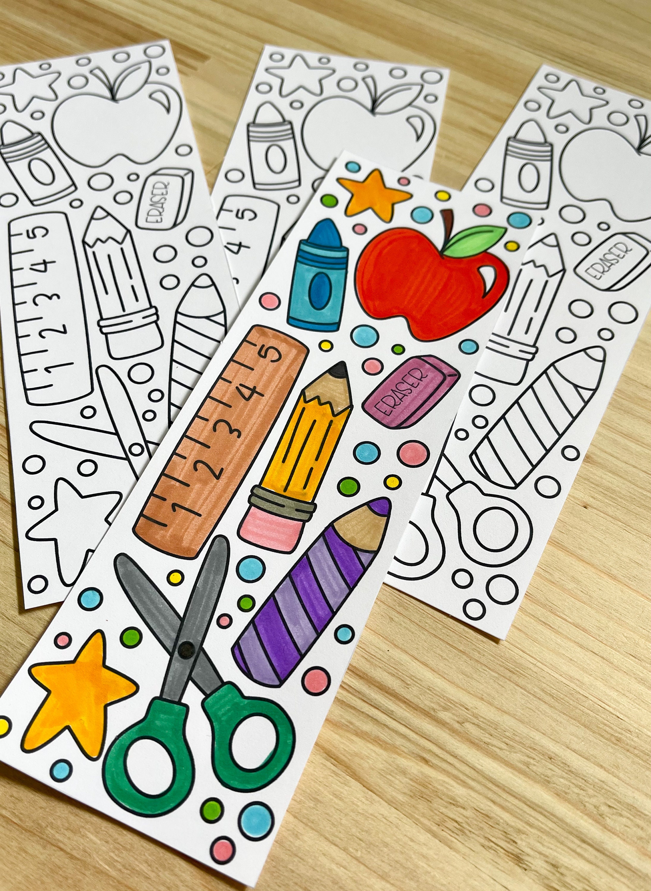 School Bookmarks to Color | Back to School Printable - Etsy