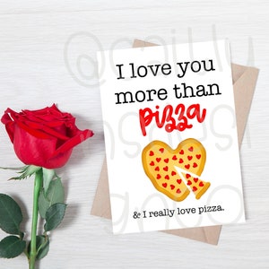 Ich liebe dich mehr als Pizza | Valentinstag Karte | Jubiläumskarte | Punny Karte | Witzige Karte