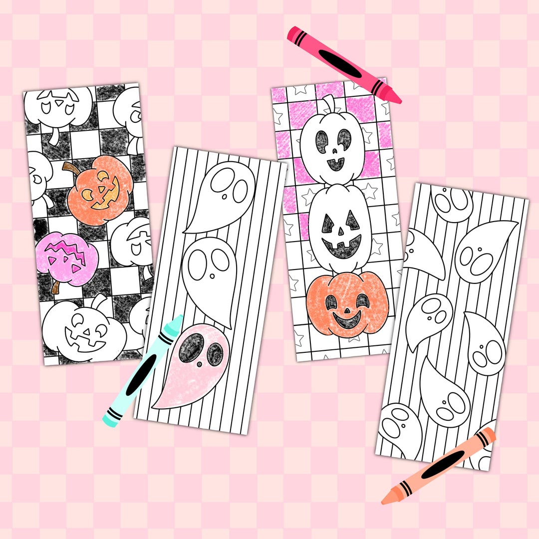 Halloween Bookmarks | DIY | Coloring Page | Back to School Printable - Etsy