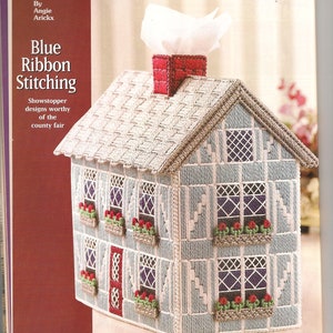 Decorazione per scatola di fazzoletti Swiss Cottage Deluxe Vintage in tela di plastica, modello PDF digitale