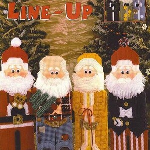 Plastikowe płótno Vintage cyfrowy wzór ulotki Santa Lineup ozdoby świąteczne