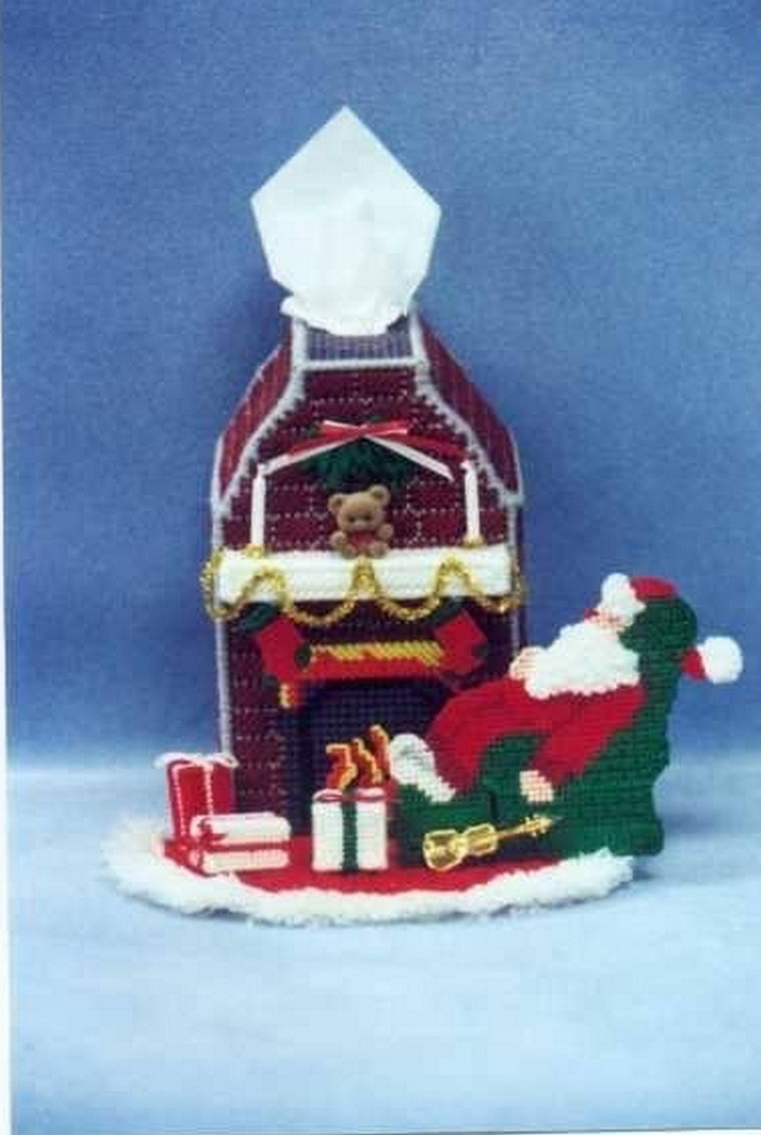 Plastic Canvas Digital PDF Pattern Fireplace Tissue Box Cover Christmas ...
