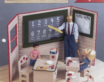 Plastic Canvas Digital PDF Pattern Barbie Fashion Doll School Days