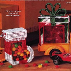 Boîtes de bonbons de Noël avec motif numérique PDF sur toile en plastique