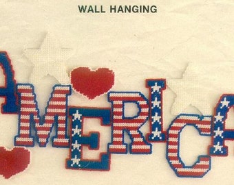 Plastic Canvas Vintage Digital PDF Pattern America Wall Hanging 4th of July