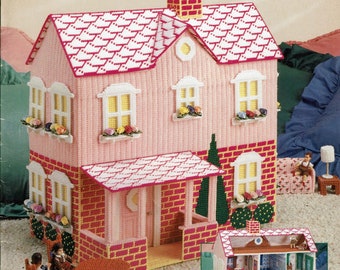 Plastic Canvas Digital PDF Pattern Leaflet My Pink Dollhouse