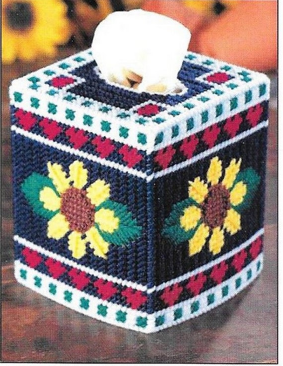 Plastic Canvas Digital PDF Pattern Country Sunflower Tissue Box Cover Etsy Ireland